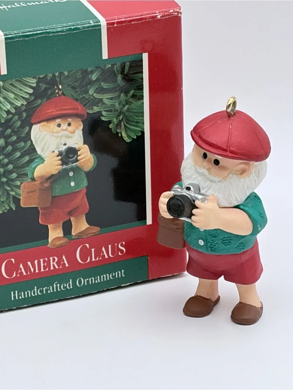 VTG 1989 “Camera Claus” Santa Small Hallmark Ornament with Box